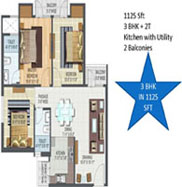1125 sqft 3bhk + 2t